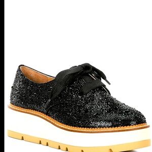 Re-Vival Rhinestone Embellished Lace-Up Platform Oxfords by Gianni Bini.